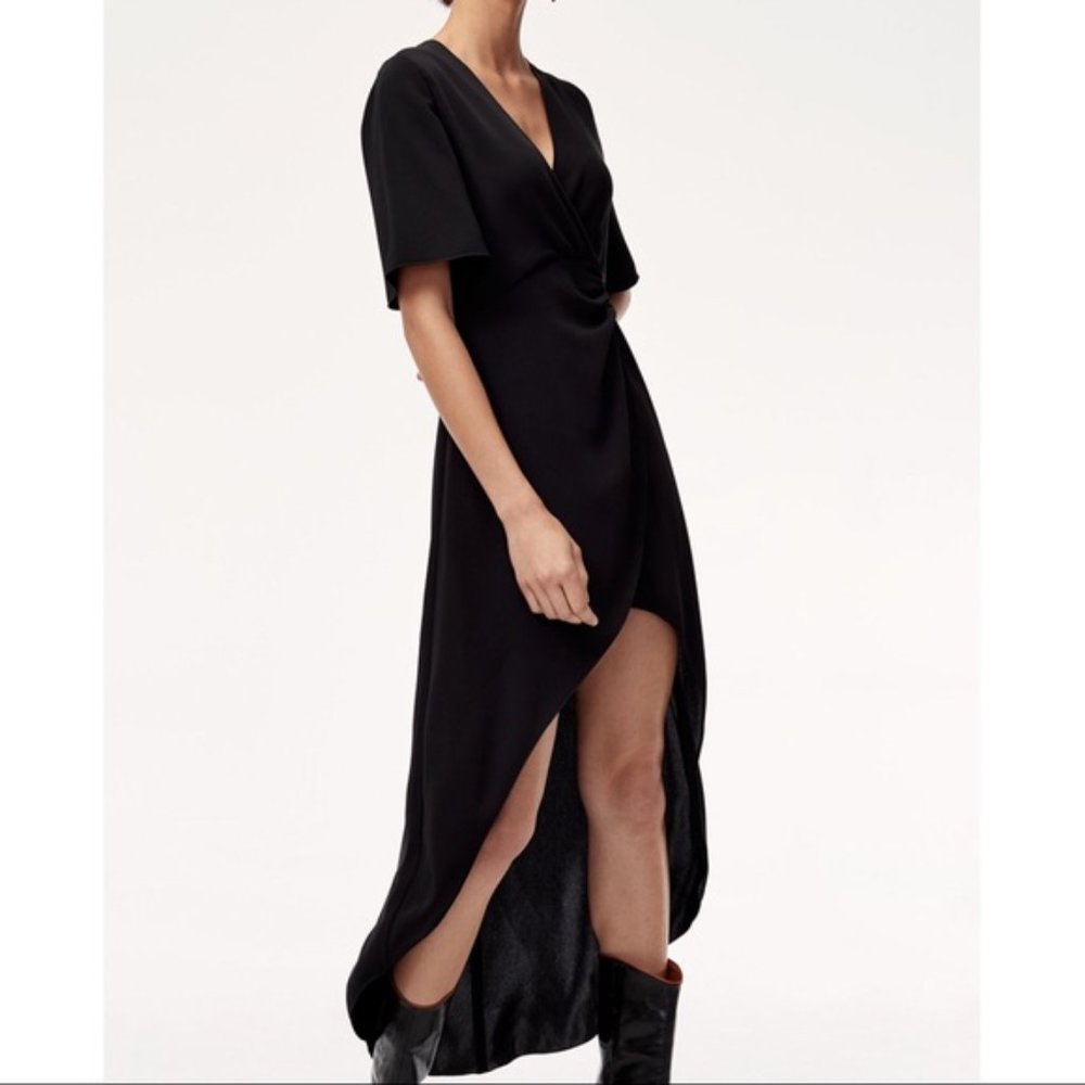 Aritzia Babaton Black Deep V Wrap Dress - 8